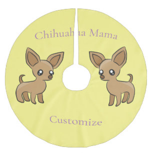 Cute Chihuahua Mama Art Thunder_Cove Brushed Polyester Tree Skirt