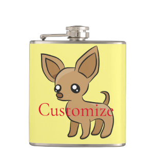 Cute Chihuahua Mama Art Thunder_Cove Hip Flask