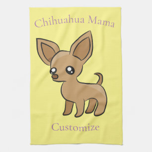 Cute Chihuahua Mama Art Thunder_Cove Kitchen Towel