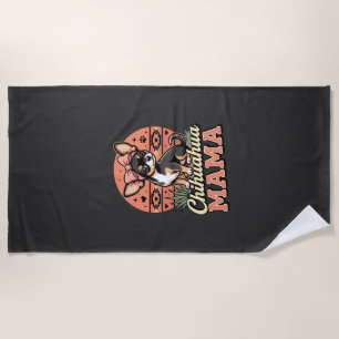 Cute Chihuahua Mama Bow Dog Mom Beach Towel