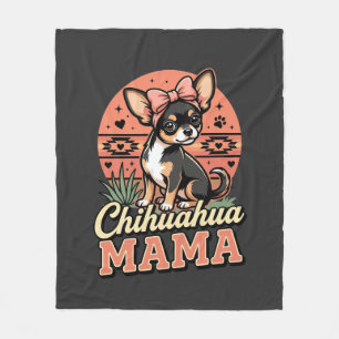 Cute Chihuahua Mama Bow Dog Mom Fleece Blanket