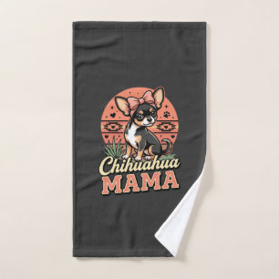Cute Chihuahua Mama Bow Dog Mom Hand Towel