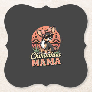 Cute Chihuahua Mama Bow Dog Mom Paper Coaster