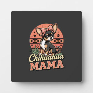 Cute Chihuahua Mama Bow Dog Mom Plaque