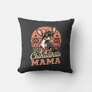 Cute Chihuahua Mama Bow Dog Mom Throw Pillow