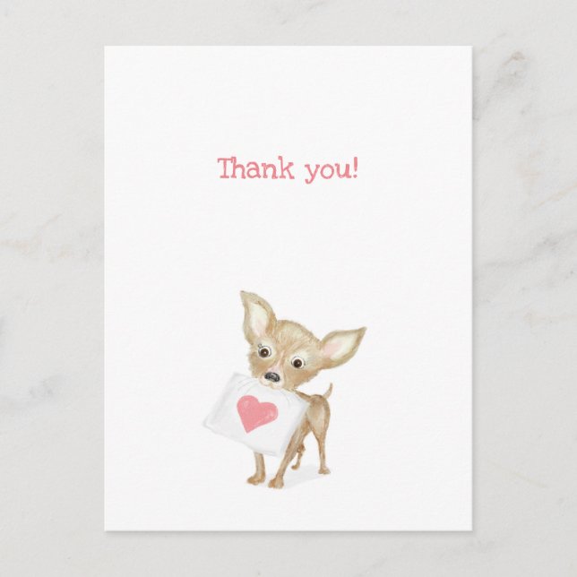 Cute chihuahua merci carte postale (Devant)