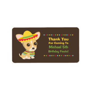 Cute Chihuahua Mexicaine Étiquettes de la fête des