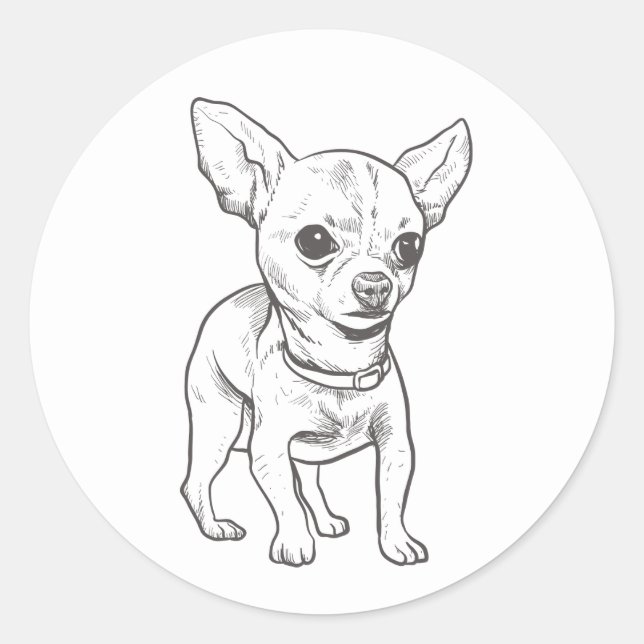 Cute Chihuahua Mom Puppy Dog Dad Puppies Cartoon Classic Round Sticker (Front)
