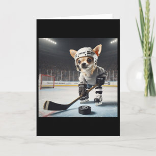 Cute Chihuahua On Ice For Hockey And Chihuahua Fan Card