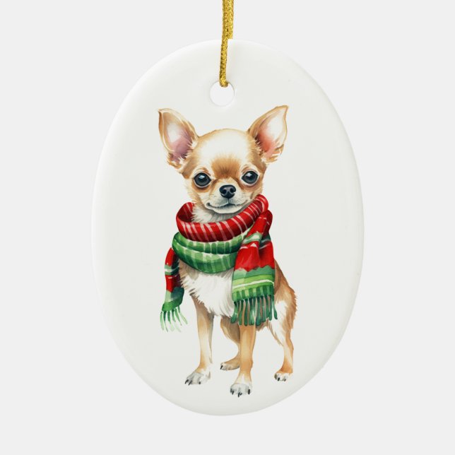 Cute Chihuahua Ornament – Small Dog Christmas Tree (Front)