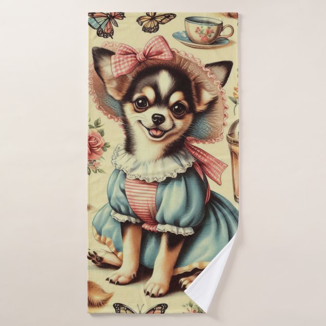 Cute Chihuahua Peinture Chiot (Serviette de bain)