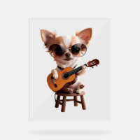 cute chihuahua playing classical guitar cartoon fu