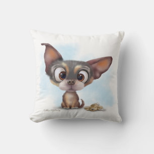 Cute Chihuahua Puppy Cartoon Throw Pillow
