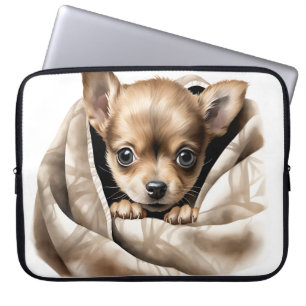 CUTE CHIHUAHUA PUPPY IN BLANKET LAPTOP SLEEVE