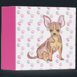 Cute Chihuahua Puppy in Watercolor and Paw Prints Binder<br><div class="desc">This cute and artistic hand painted watercolor brown and tan chihuahua puppy dog on pink and grey paw prints is perfect for the trendy and stylish dog lover. Its adorable and sweet print is great for many gifts and occasions; for yourself, your friends, or your family. Enjoy this animal loving...</div>