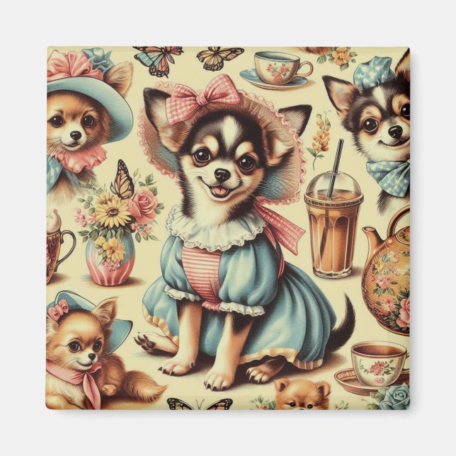 Cute Chihuahua Puppy Painting Magnet (Front)