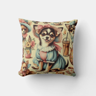 Cute Chihuahua Puppy Painting Throw Pillow