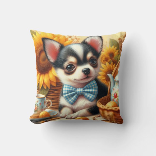 Cute Chihuahua Puppy Throw Pillow (Front)