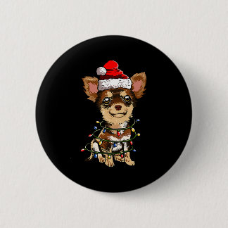 Cute Chihuahua Santa Christmas Tree Lights Xmas Do 2 Inch Round Button