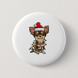 Cute Chihuahua Santa Christmas Tree Lights Xmas Do 2 Inch Round Button