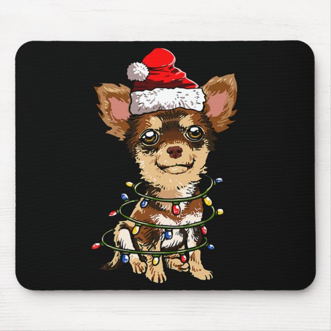 Cute Chihuahua Santa Christmas Tree Lights Xmas Do Mouse Pad (Front)