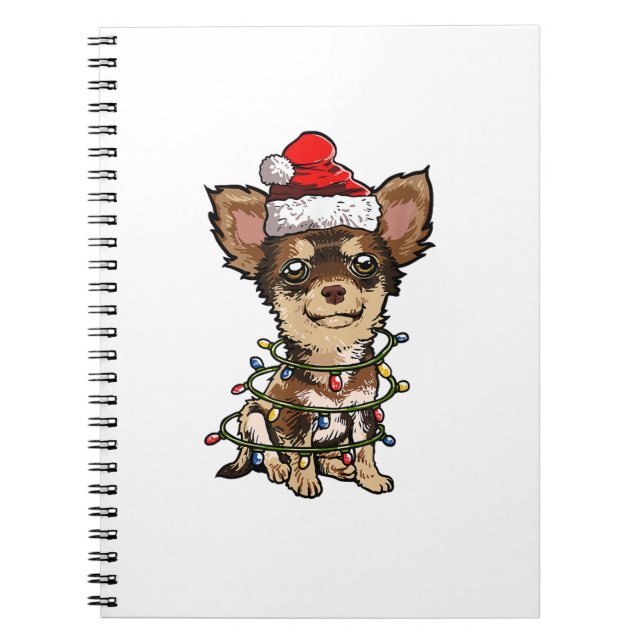 Cute Chihuahua Santa Christmas Tree Lights Xmas Do Notebook (Front)