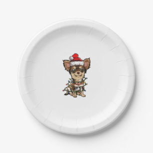 Cute Chihuahua Santa Christmas Tree Lights Xmas Do Paper Plate