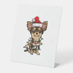 Cute Chihuahua Santa Christmas Tree Lights Xmas Do Pedestal Sign