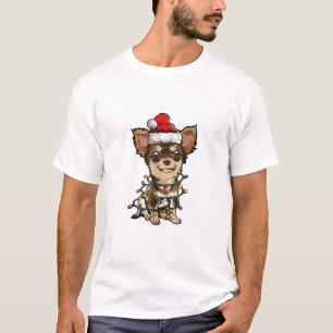 Cute Chihuahua Santa Christmas Tree Lights Xmas Do T-Shirt