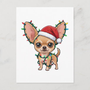 Cute Chihuahua Wearing a Cozy Christmas Sweater Holiday Postcard