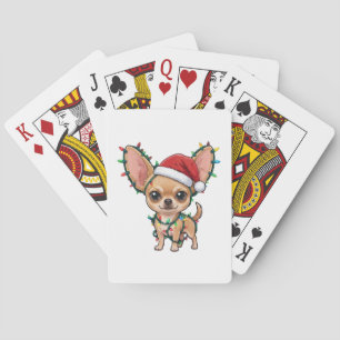 Cute Chihuahua Wearing a Cozy Christmas Sweater Playing Cards