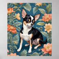 Cute Chihuahua William Morris Inspired Floral