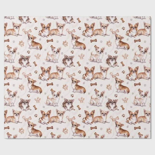 Cute Chihuahua Wrapping Paper (Flat)