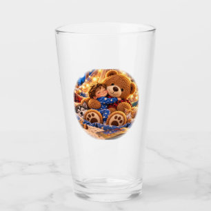 Cute Child Hugging Teddy Bear – Adorable Kids T-Sh Glass