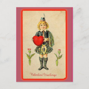 Cute Child in Kilt Victorian Valentine Card