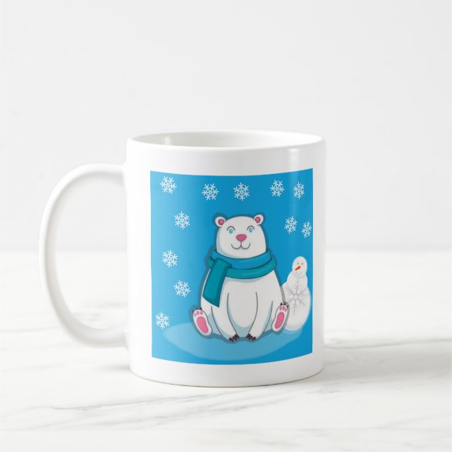 Cute child mug with Polar Bear and Snowman (Left)
