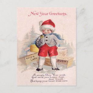 Cute Child Snow Packages Mail Postcard