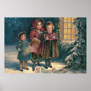 Cute Children Carolers Caroling Poster