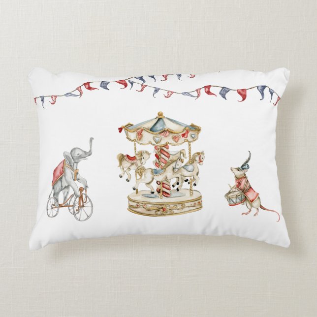 Cute Children Circus Carnival Animals Pattern Accent Pillow (Front)