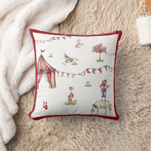 Cute Children Circus Carnival Animals Pattern Throw Pillow