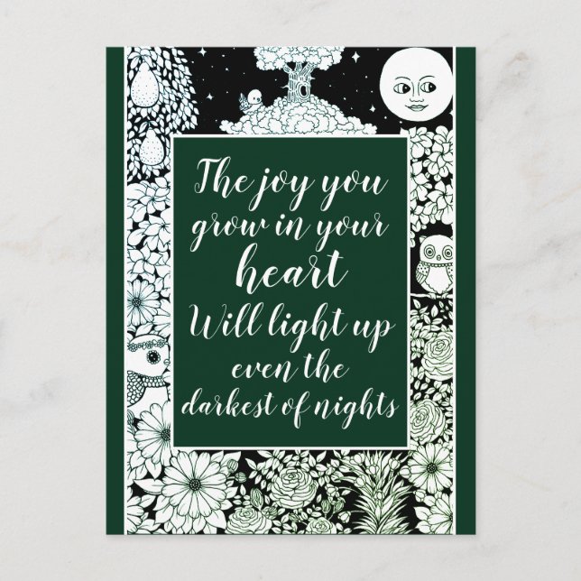 Cute Childrens Book Art Inspirational Quote on Joy Postcard (Front)