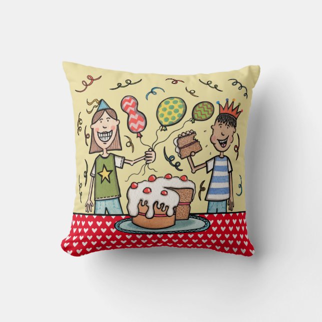Cute Children's Party Illustration Cushion (Front)