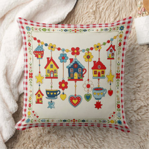 Cute Children's Primary Element Dangles Cushion. Throw Pillow