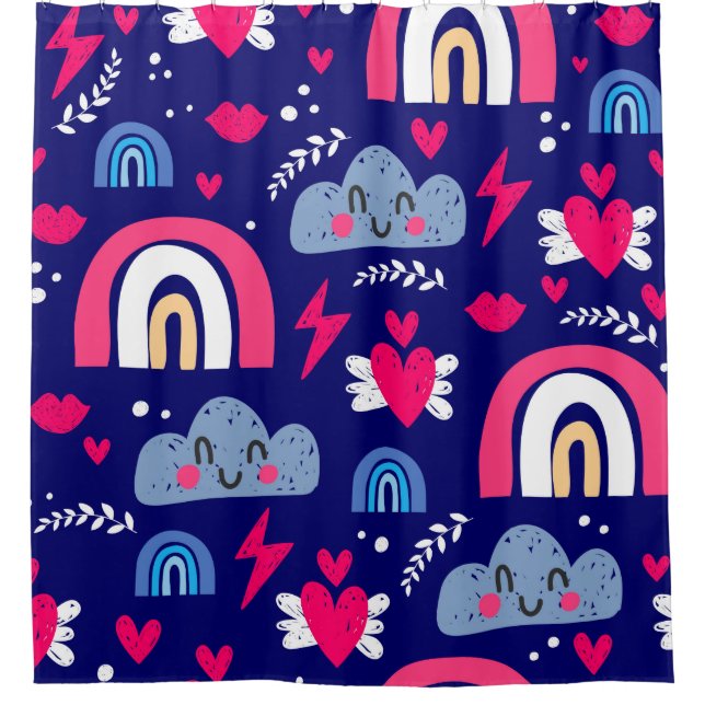 Cute children's seamless pattern, rainbow, clouds, (Front)