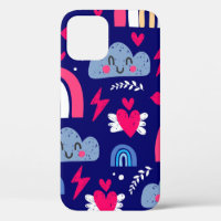 Cute children's seamless pattern, rainbow, clouds,