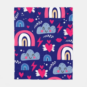 Cute children's seamless pattern, rainbow, clouds, fleece blanket