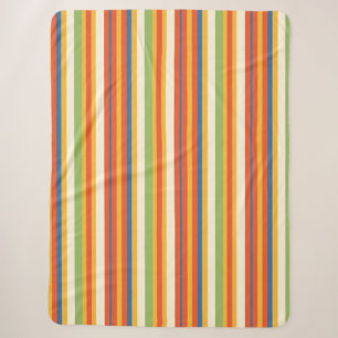 Cute Childs Circus Stripe Sherpa Blanket
