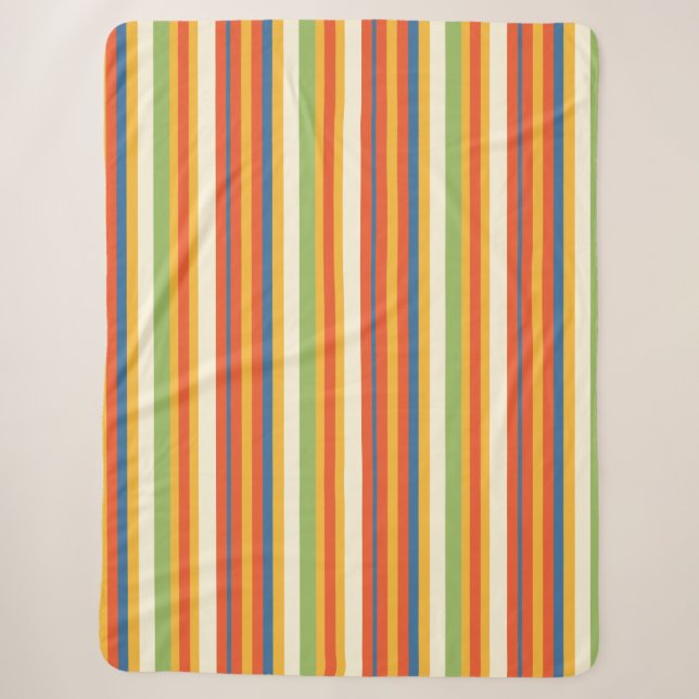 Cute Childs Circus Stripe Sherpa Blanket (Front)