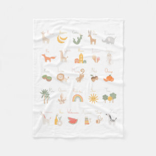 Cute Child's Watercolor Alphabet Fleece Blanket