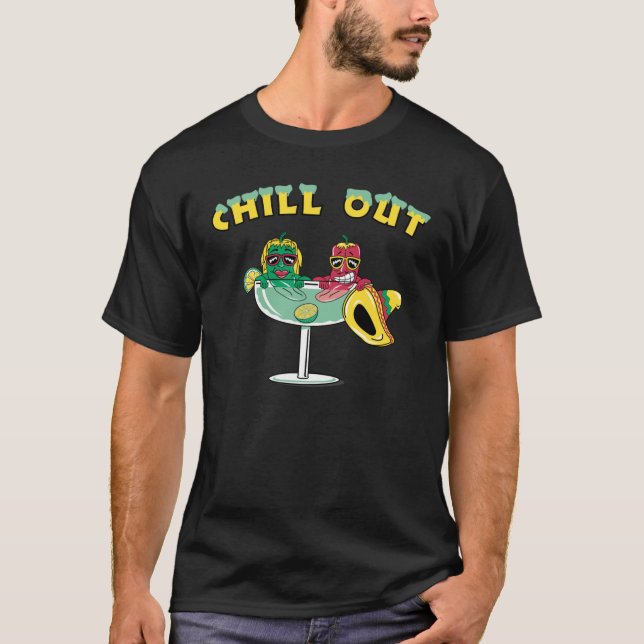 Cute Chili Peppers in Margarita Chill Out T-Shirt (Front)